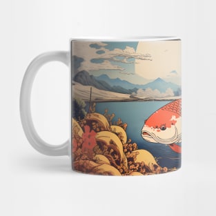 Majestic Koi: Prosperity, Good Luck, and Beauty on a Dark Background Mug